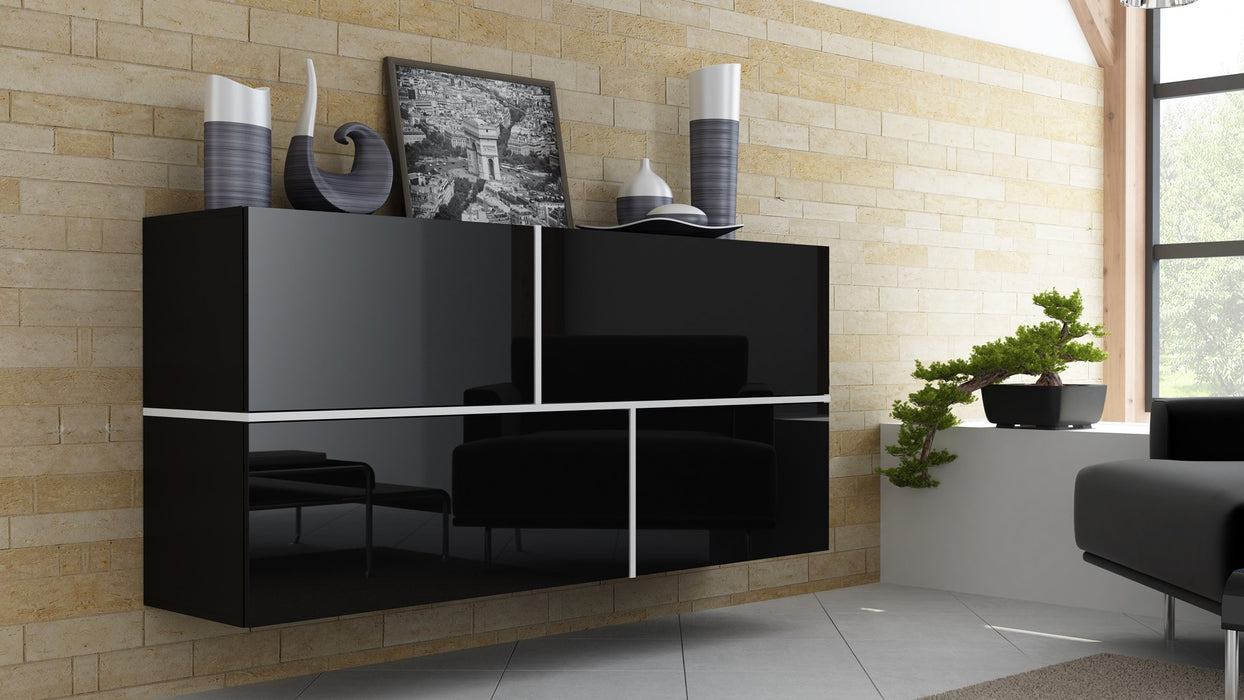 Cama sideboard GOYA 170/40/80 black/black gloss+white