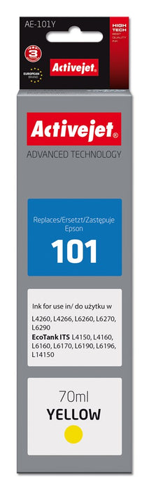 Activejet AE-101Y Ink Bottle (Replacement Epson 101; Supreme; 70 ml; Yellow)