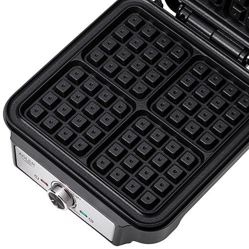 Adler AD 3083 Waffeleisen 4 Waffeln 1800 W Schwarz, Silber