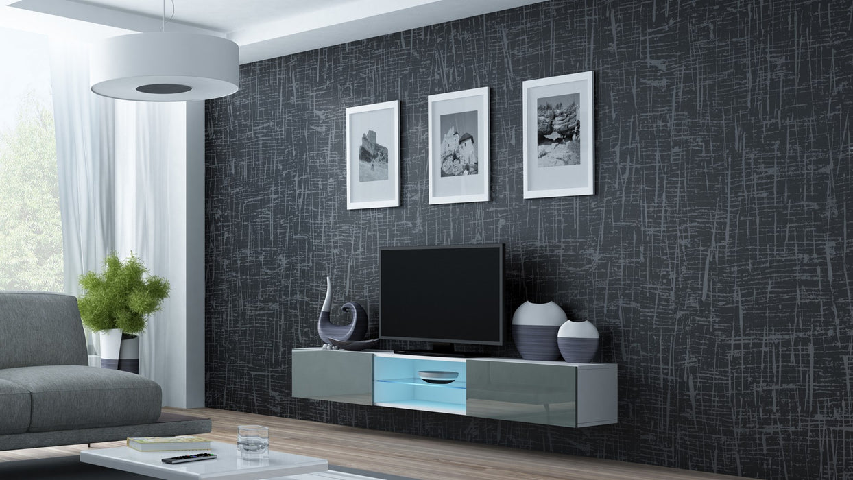 Cama TV stand VIGO GLASS 30/180/40 white/grey gloss