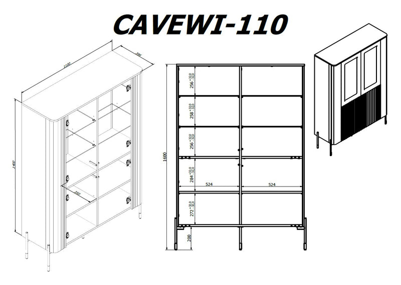 Cama VERA display cabinet 110x40x160 matt white