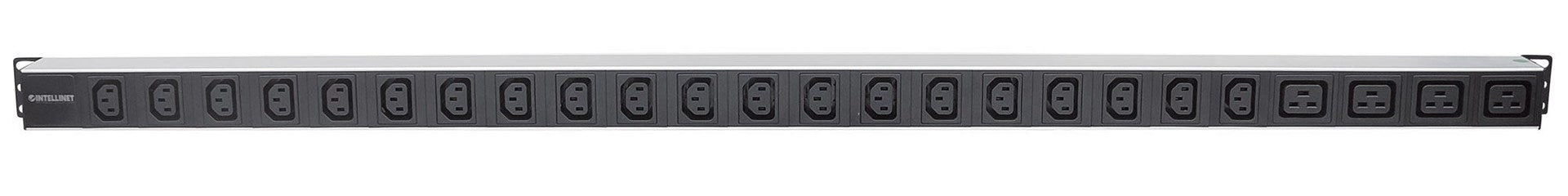 Intellinet Vertical Rackmount 24-Output Power Distribution Unit (PDU), 20 x C13 & 4 x Output C19, Removable Power Cable, Rear C20 Input
