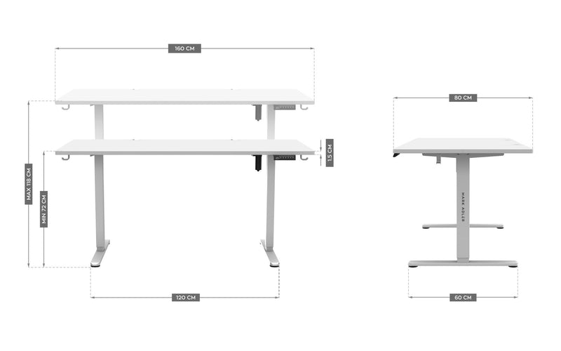 Elektrischer Schreibtisch MA-Leader 7.6 Weiß