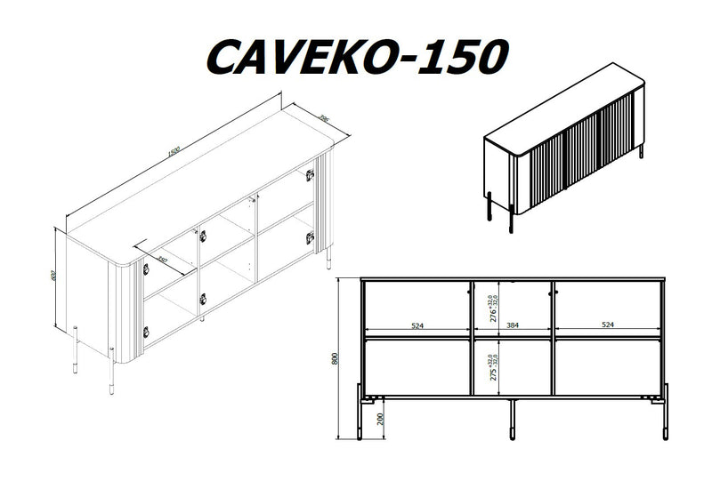 Cama VERA chest of drawers 150x40x80 black matt