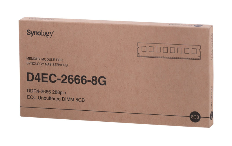 Synology - DDR4 - module - 8 GB - DIMM 288-pin - 2666 MT/s / PC4-21300 - 1.2 V - unbuffered - ECC - for RackStation RS1619xs+, RS3617RPxs, RS3617xs+,