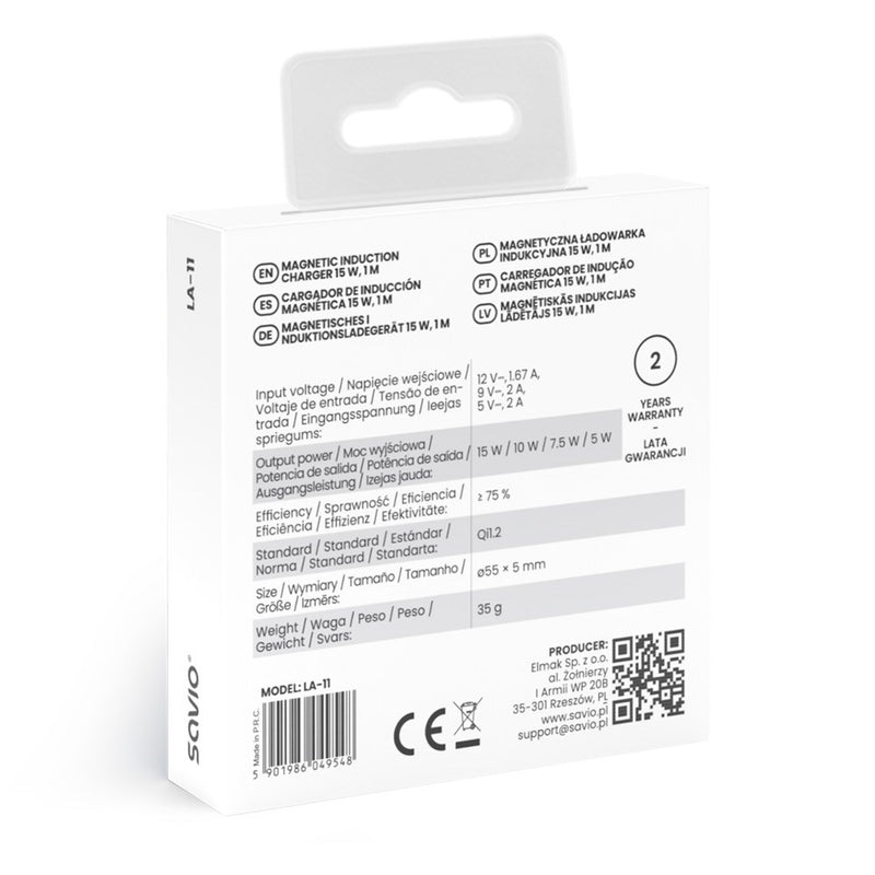 Magnetic Wireless Charger 15 W, 1 m, LA-11