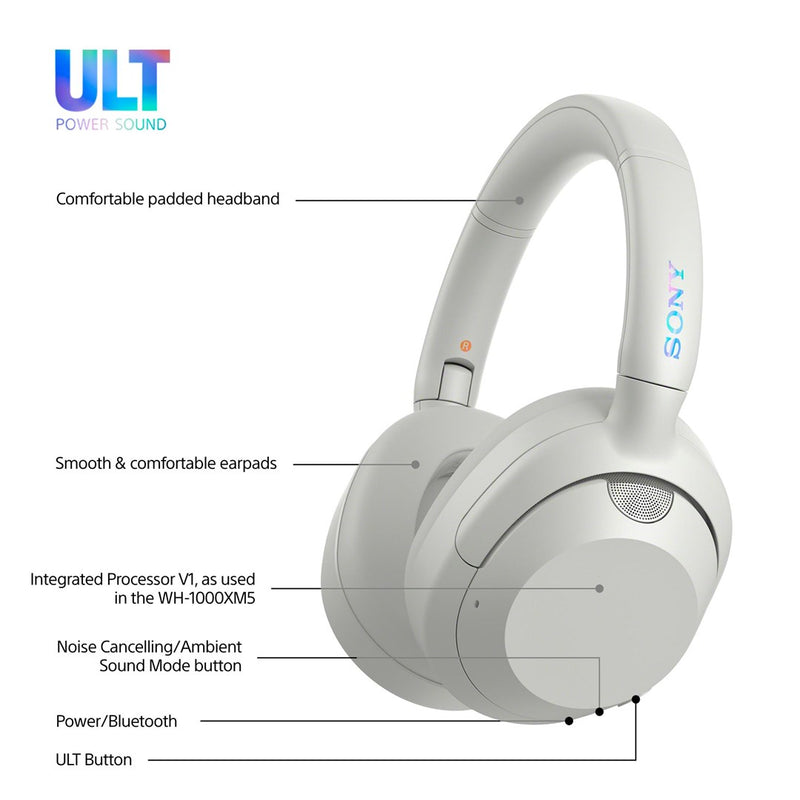 Sony ULT WEAR - Wireless Bluetooth Headphones with ULT POWER SOUND, Ultimate Deep Bass, Noise Cancelling, Clear Call Quality, Up to 30hr Battery Life,