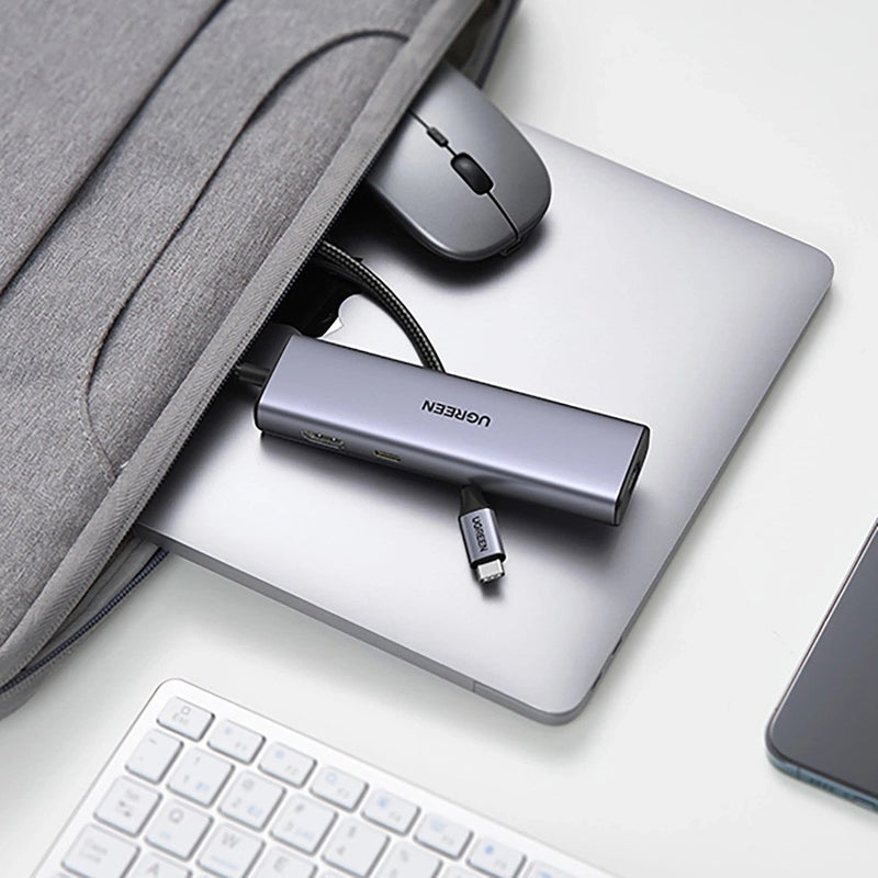 Ugreen CM512 90568 USB-C adapter – 2× USB-A 3.0 / HDMI / RJ45 / SD and TF card reader / USB-C PD 100 W Grey