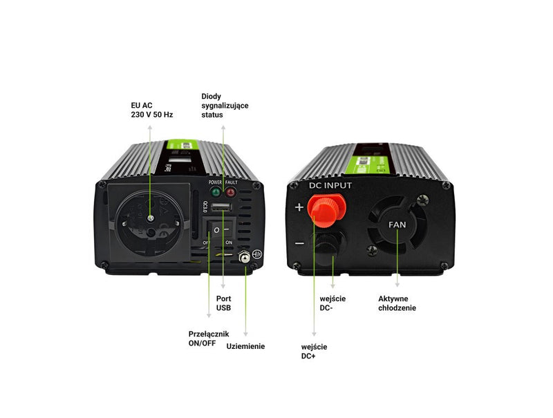 Green Cell PowerInverter LCD 12V 500W/10000W onduleur de voiture avec écran - onde sinusoïdale pure