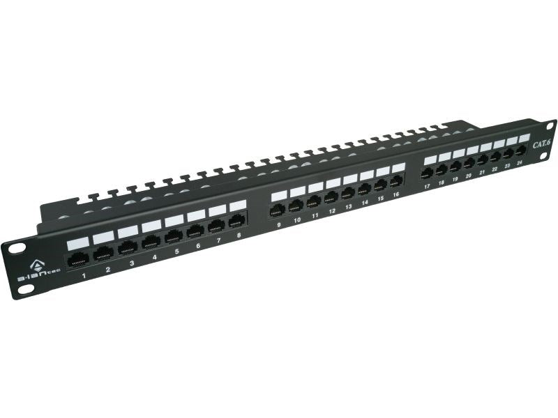 Alantec PK001 UTP Cat.6 Patchpanel, 24 LSA-Ports mit 1HE 19"-Halterung