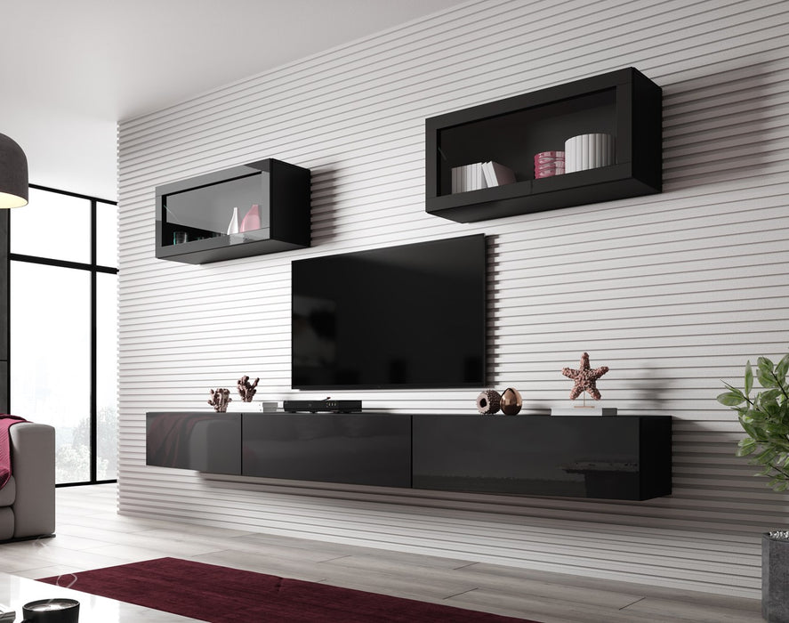 Cama Living room cabinet set VIGO SLANT 3 black/black gloss