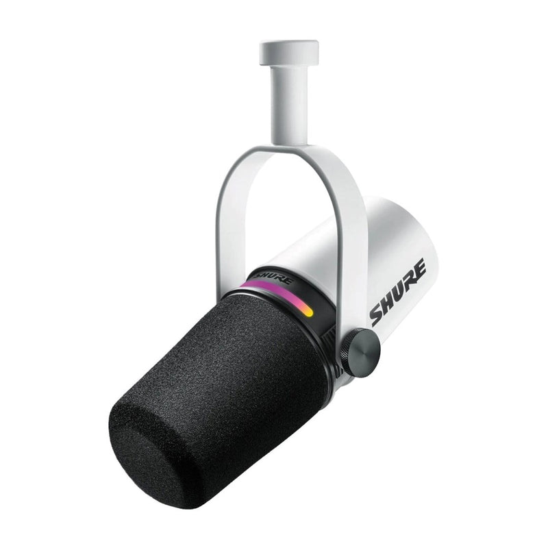 Shure MV7+-W - microphone de pupitre/chant avec connecteur XLR/USB-C, blanc