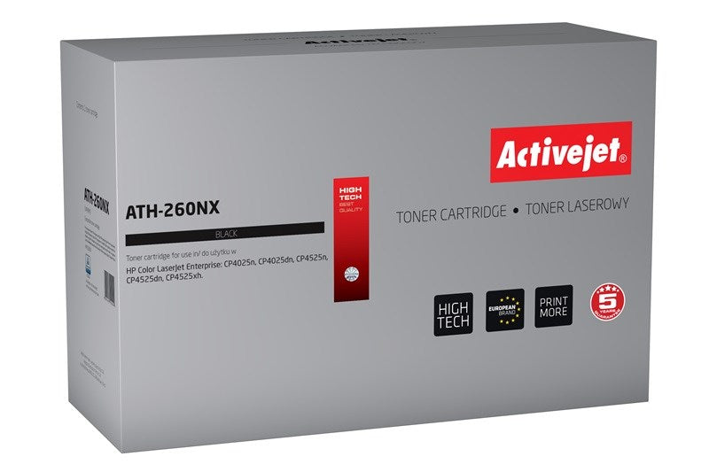 Activejet ATH-260NX Toner für HP Drucker; HP CE260X Ersatz; Supreme; 17000 Seiten; schwarz