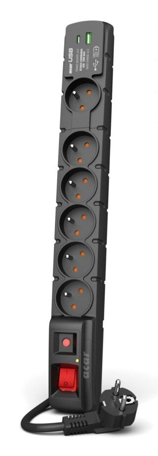 ACAR W2436 surge protector Black 6 AC outlet(s) 230 V 1.5 m