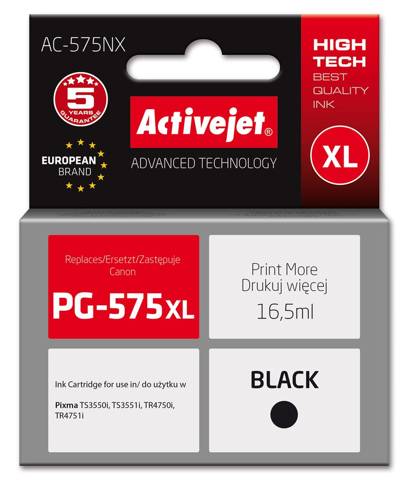 Activejet AC-575NX Tinte für Canon Drucker, Ersatz für Canon PG-575XL; Supreme; 16,5 ml; schwarz