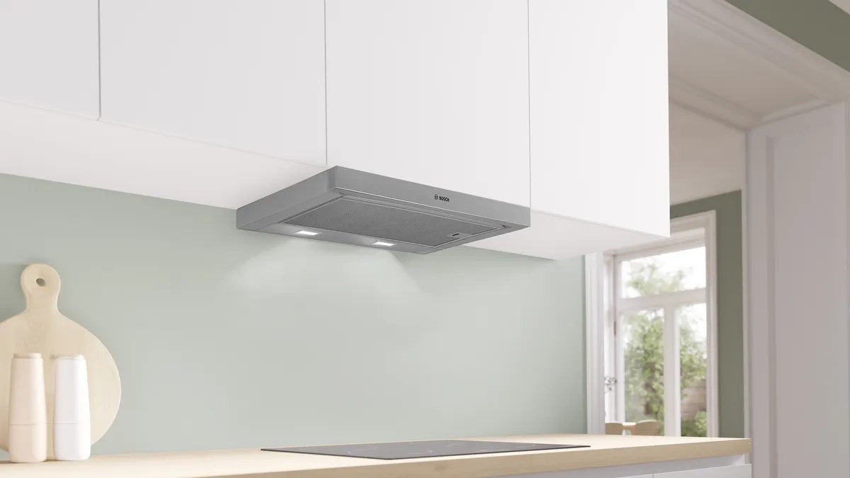Bosch Serie 2 DFM064W55 cooker hood Semi built-in (pull out) Metallic, Silver 394 m3/h