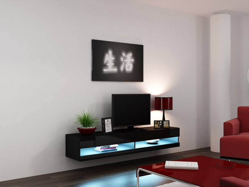 Cama TV-Schrank VIGO NEW 30/180/40 Schwarz/Schwarz Hochglanz