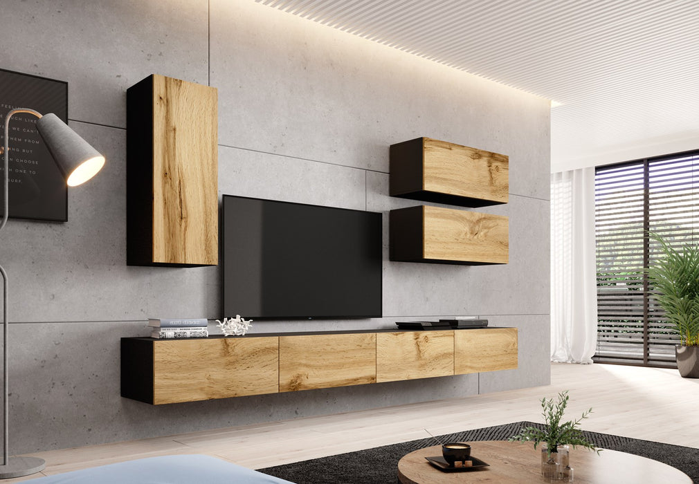 Cama living room cabinet set VIGO 13 black/wotan oak