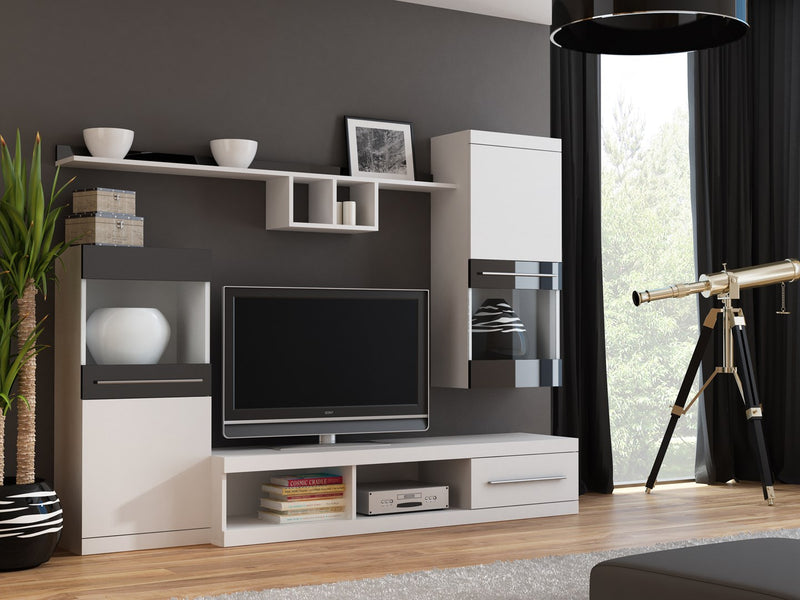 Cama storage cabinets set NICK 220/41/190 white matte/black gloss