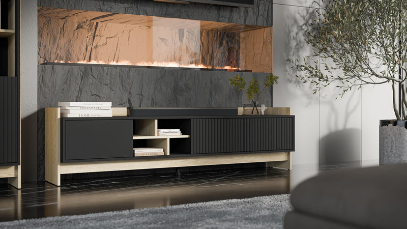 Cama RTV PORTO 3D cabinet 190x38x50 oak/black