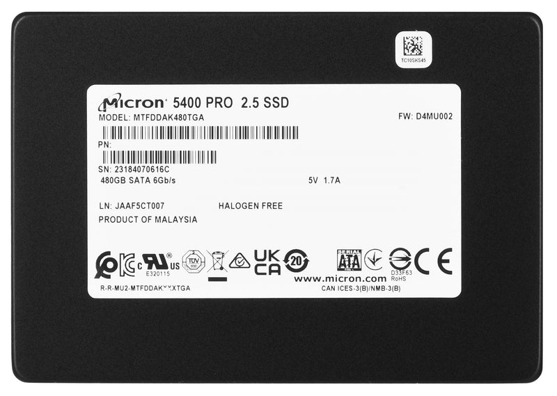 SSD Micron 5400 PRO 480GB SATA 2.5" MTFDDAK480TGA-1BC1ZABYYR (DWPD 1.5)