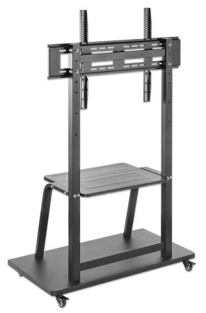 Manhattan TV & Monitor Mount, Trolley Stand, 1 screen, Screen Sizes: 37-100", Black, VESA 200x200 to 800x600mm, Max 150kg, Shelf and Base for Laptop o
