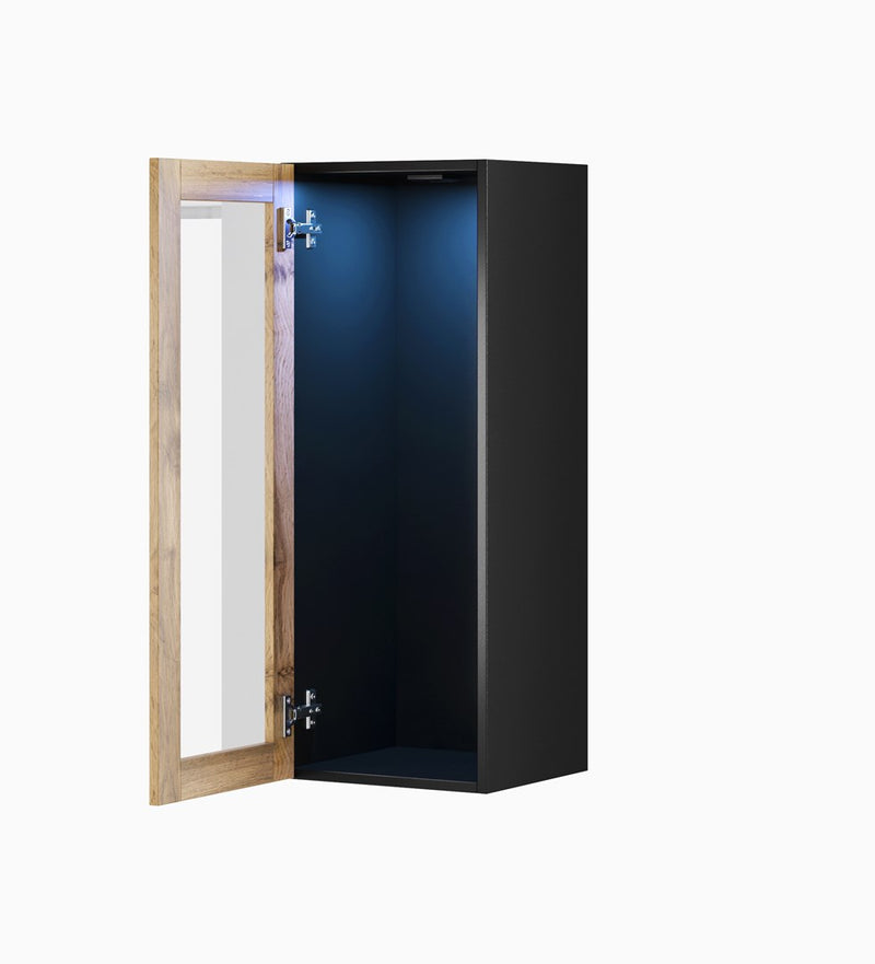 Cama cabinet VIGO "90" glass 90/35/32 black/wotan oak