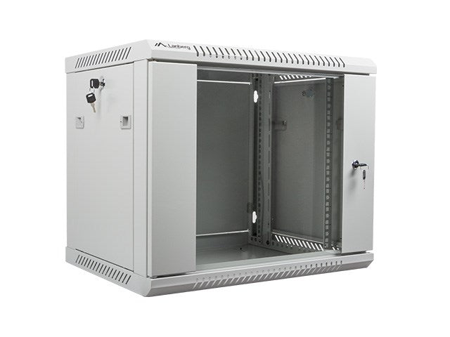 Armoire rack murale Lanberg 19'' 9U 600x450mm gris (porte vitrée)