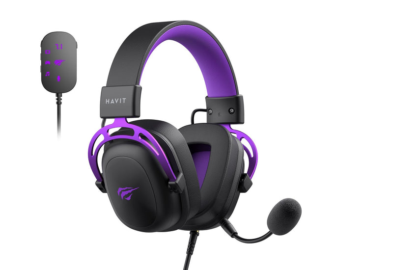 Havit H2002C+U – Gaming-Kopfhörer (Schwarz und Lila)