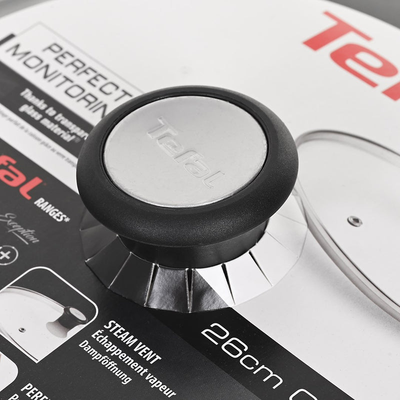 Tefal 28097612 pan lid Round Black, Stainless steel, Transparent