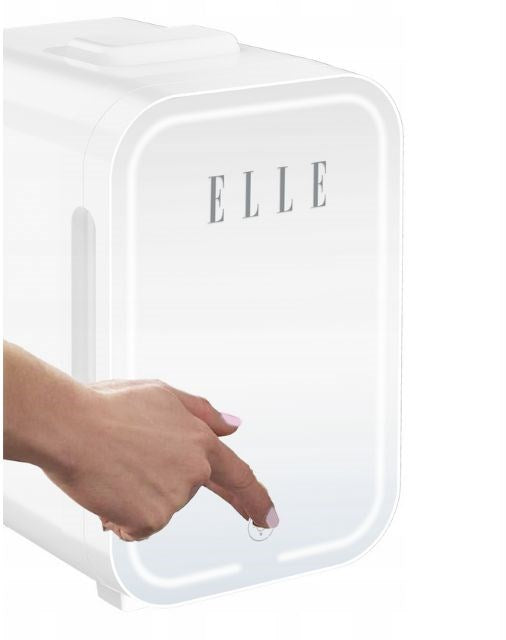 ELLE 8L mini fridge with LED make-up mirror, white
