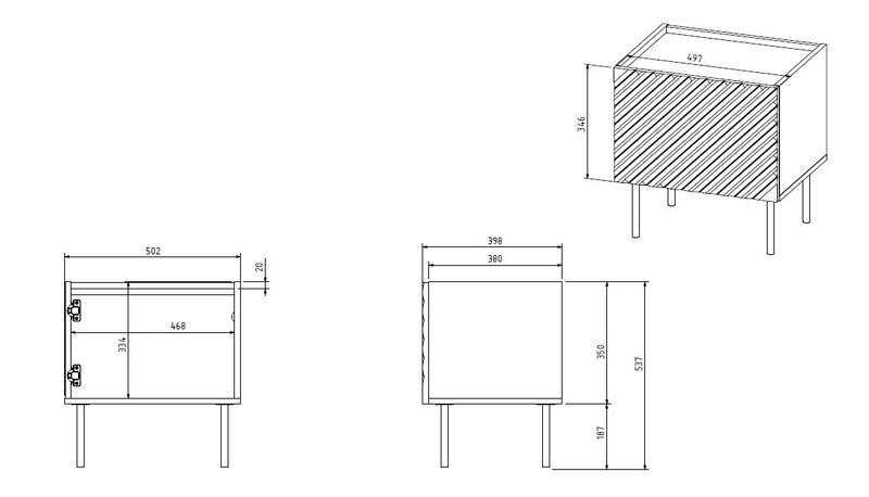 ONDA bedside table 2 pcs. 50x40x54 Green