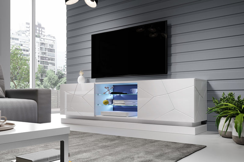 Cama TV cabinet QIU 200 MDF white gloss/white gloss