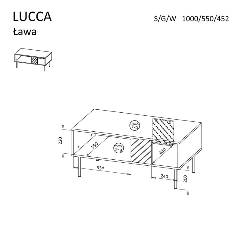 Cama LUCCA bench/table 100x55x46 cashmere