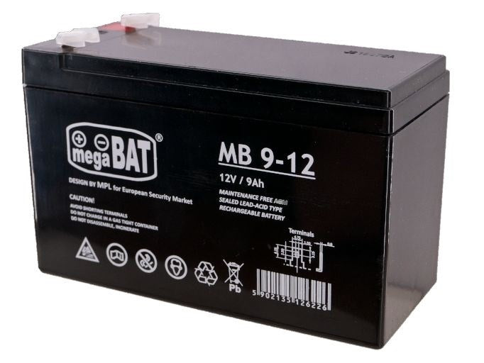 MPL megaBAT MB 9-12 UPS battery Lead-acid accumulator VRLA AGM Maintenance-free 12 V 9 Ah Black
