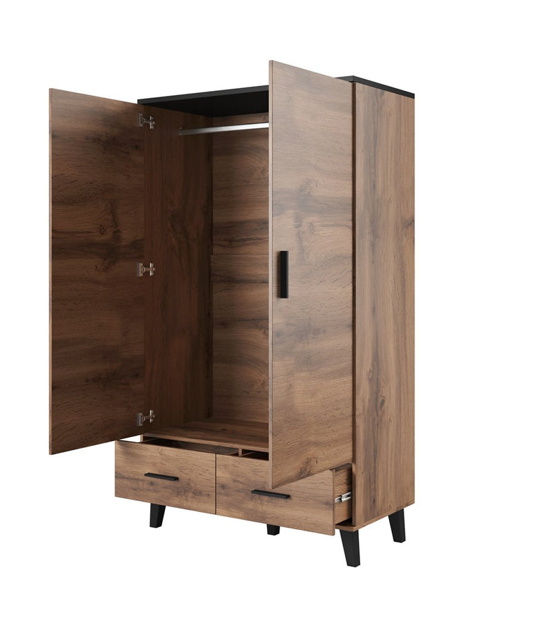 Cama wardrobe LOTTA 2D2D wotan oak + mat black