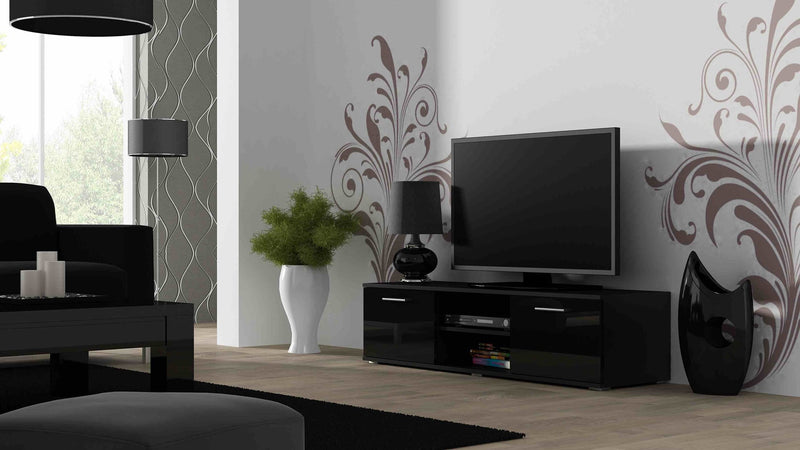 Cama TV-Schrank SOHO 140 schwarz/schwarz Hochglanz