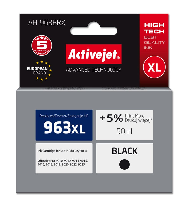 Activejet AH-963BRX Druckerpatrone (ersetzt HP 963XL 3JA30AE; Premium; 2100 Seiten; 50 ml, schwarz)
