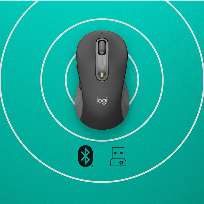 Logitech Signature M650 - Mouse - optical - 5 buttons - wireless - 2.4 GHz, Bluetooth - Logitech Logi Bolt USB receiver - graphite