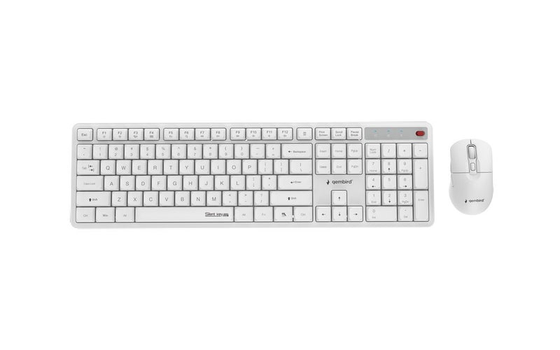 Gembird KBS-WMS-01-W Silent key Pro kit bureau sans fil, blanc, disposition US