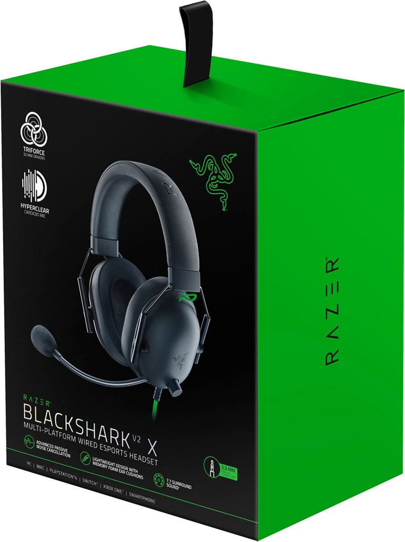 Razer BlackShark V2 X - Headset - 7.1 channel - full size - wired - 3.5 mm jack - noise isolating