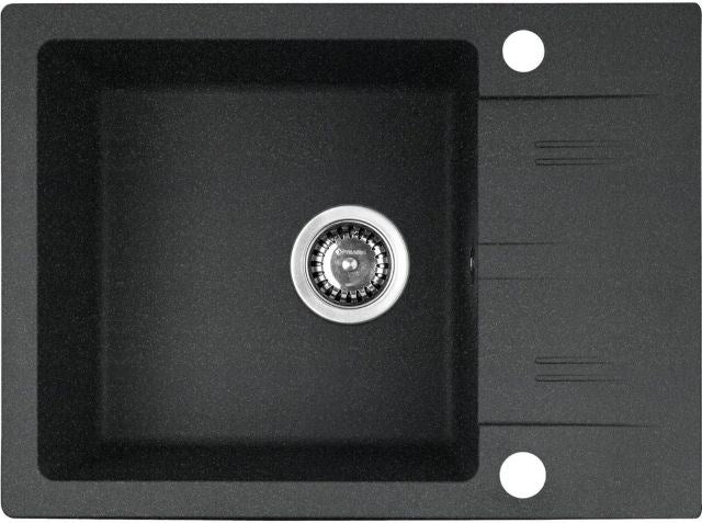 PYRAMIS LEFKADA sink (59x44) 1B 1D black + Lungo volcano Black Edition tap - 070261111LBE