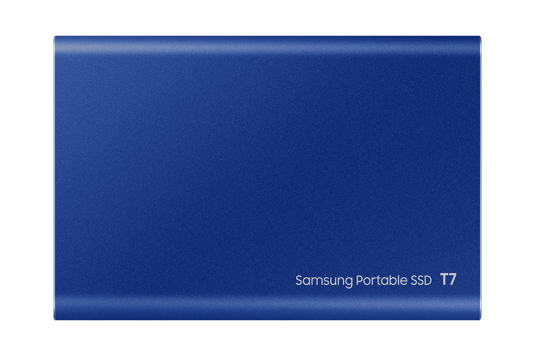Samsung T7 MU-PC1T0H - SSD - encrypted - 1 TB - external (portable) - USB 3.2 Gen 2 (USB-C connector) - 256-bit AES - indigo blue