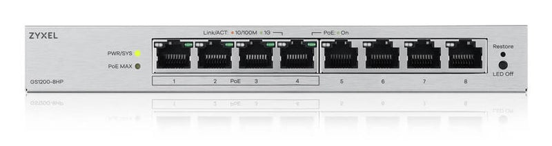 Zyxel GS1200-8HPV3 Managed L2 Gigabit Ethernet (10/100/1000) Power over Ethernet (PoE) Desktop Grau