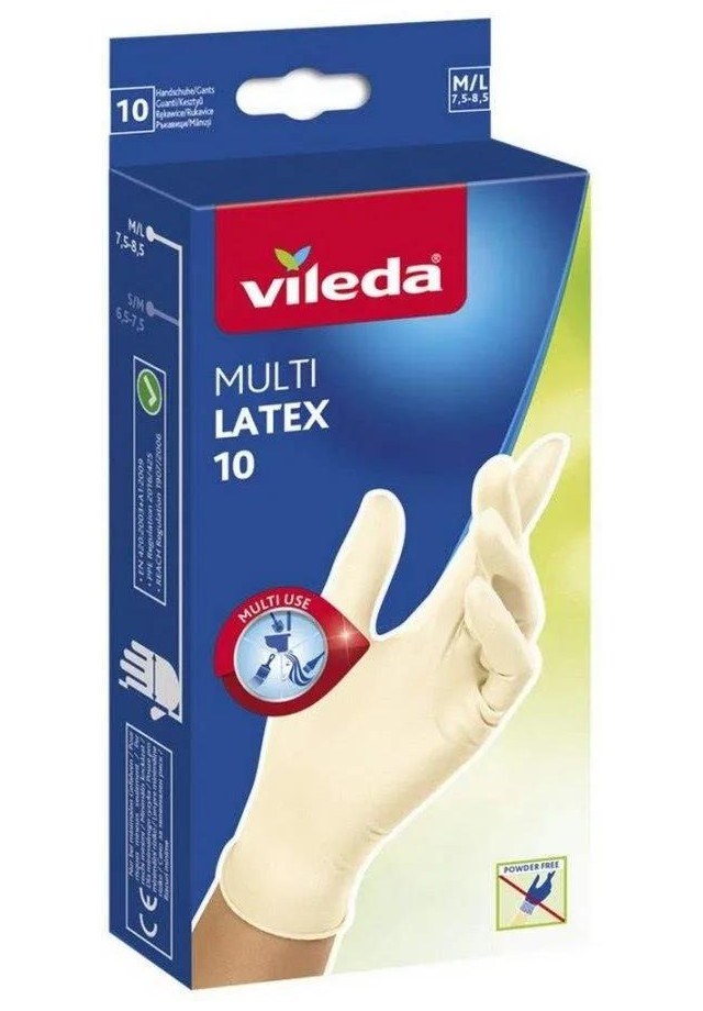 Vileda Natural Latex gloves, size M/L, 10 pairs