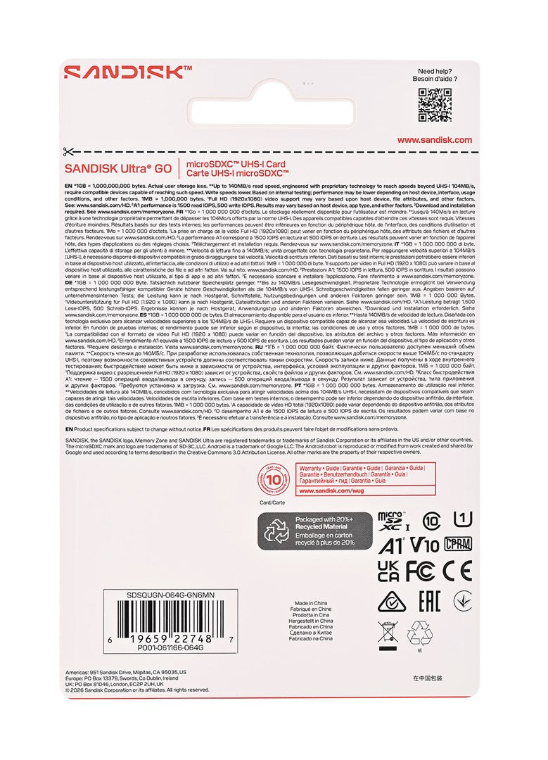 SanDisk Ultra GO 64 GB MicroSDXC UHS-I