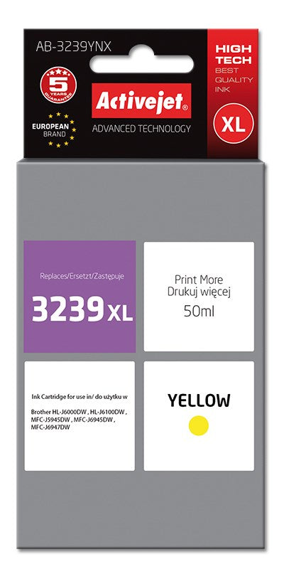 Activejet AB-3239YNX ink (replacement for Brother LC3239XLY; Supreme; 50 ml; yellow)