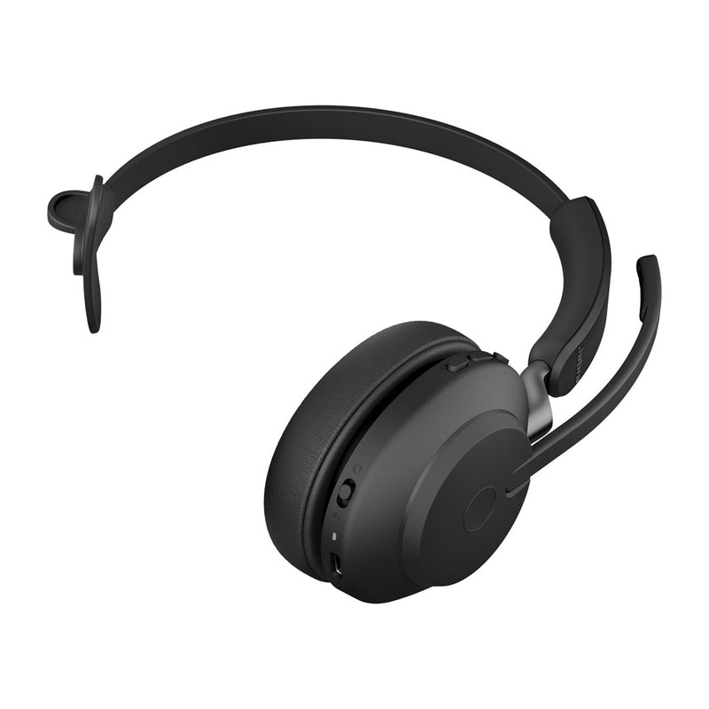 Jabra Evolve2 65 UC Mono - Headset - on-ear - convertible - Bluetooth - wireless - USB-A - noise isolating - black - with charging stand