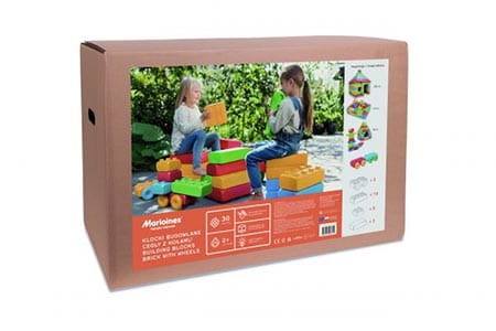 Marioinex ‘brick’ building blocks + 2 wheels, 30 pieces