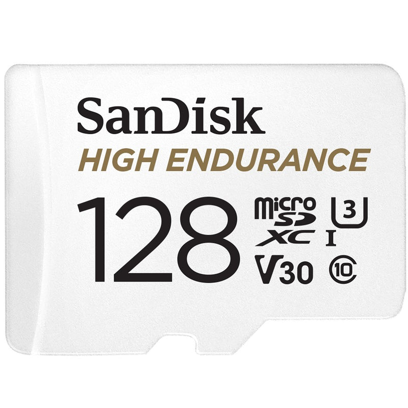 SanDisk High Endurance - Flash memory card (microSDXC to SD adapter included) - 128 GB - Video Class V30 / UHS-I U3 / Class10 - microSDXC UHS-I